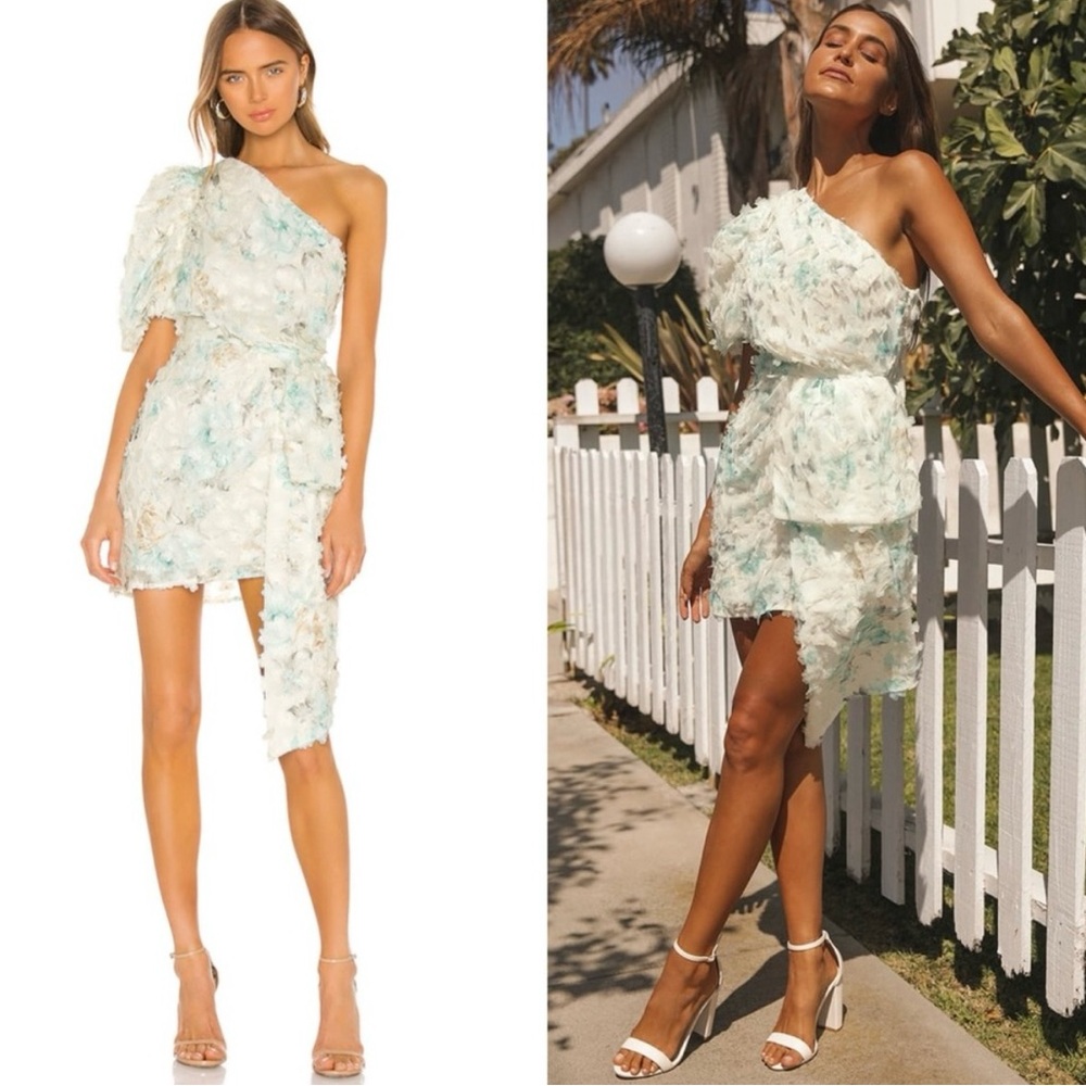 Elliatt Nala 3D Floral Appliqué One Shoulder Dress Medium